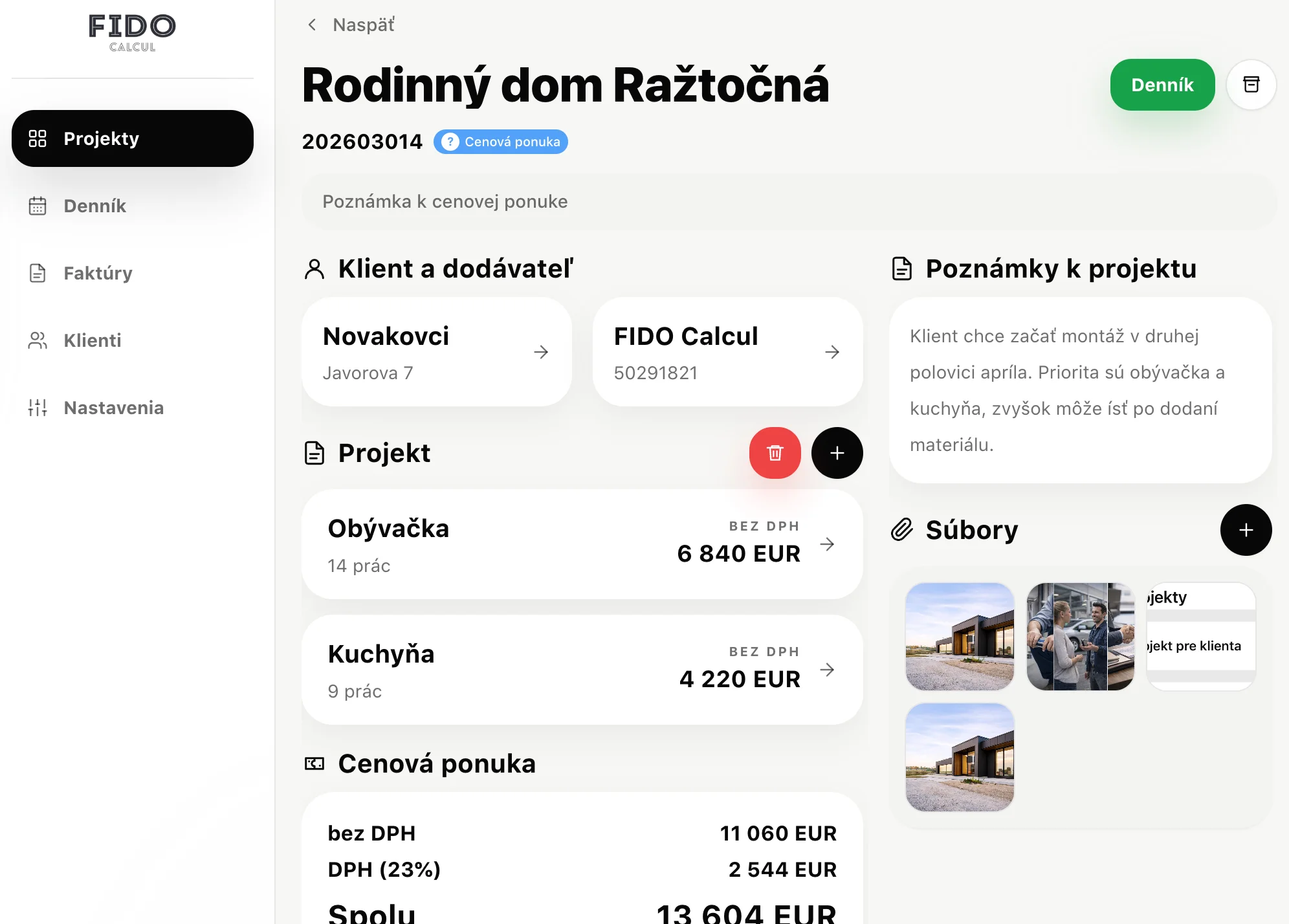 Fido Calcul — detail projektu